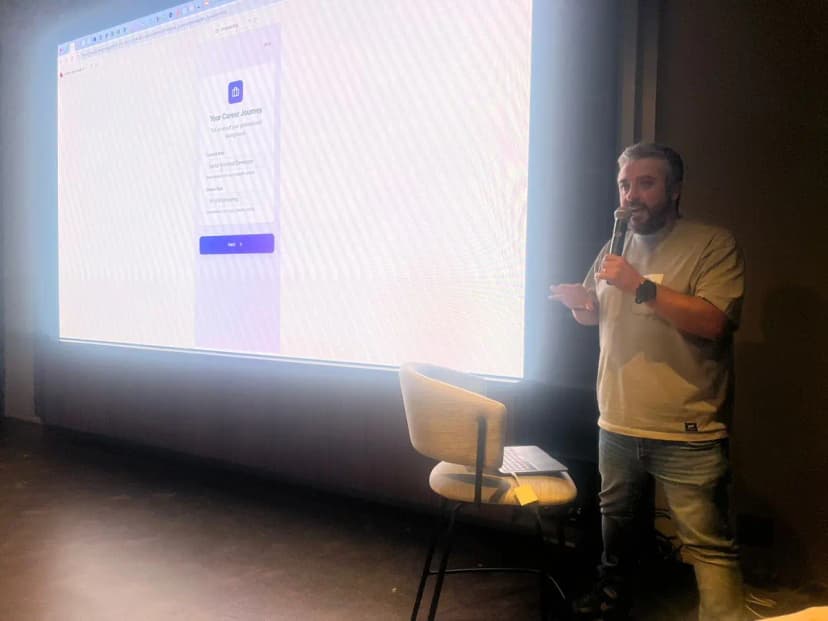 Chris winning the Antler x Lovable hackathon